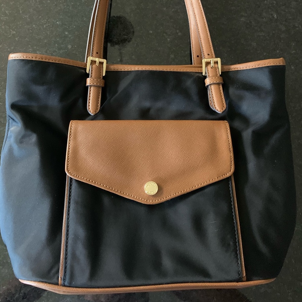 Michael Kors black with camel trim purse